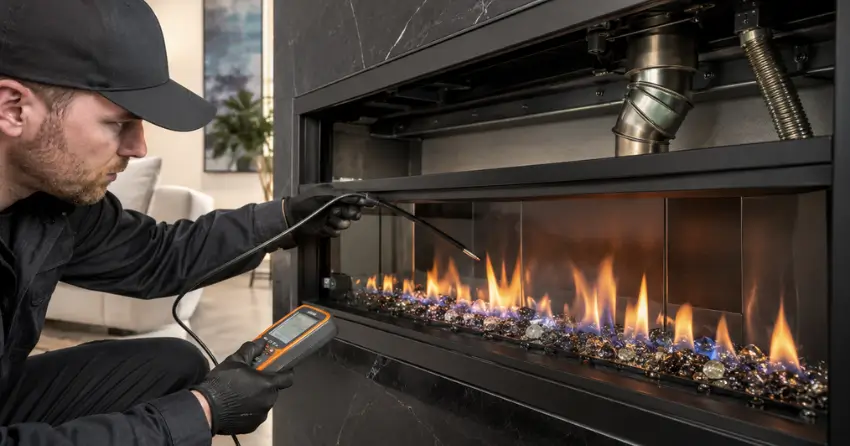fix my gas fireplace venting and combustion safety check