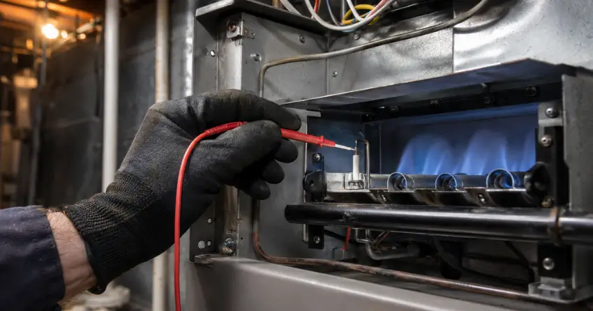 gas furnace ignition system and flame sensor service
