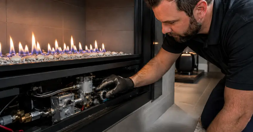 annual gas fireplace maintenance check residential home