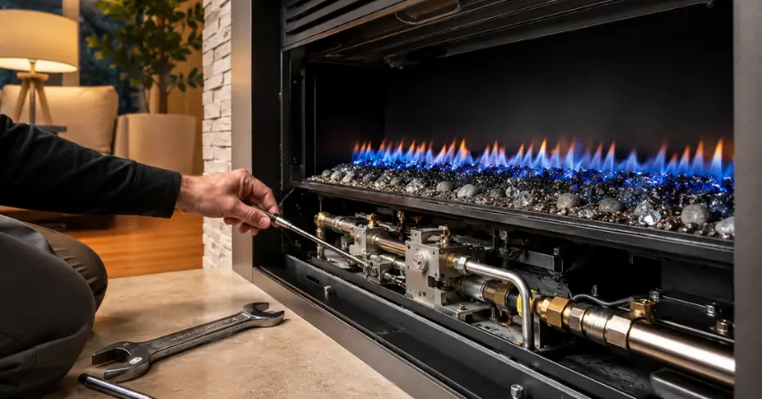 gas fireplace servicing annual inspection in Ontario home