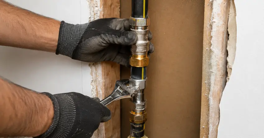 gas leak repair access through drywall to concealed pipe