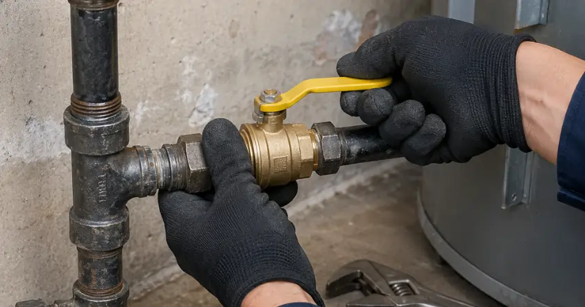 gas shut-off valve replacement during gas leak repair service