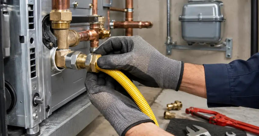 gas appliance connection and line installation process