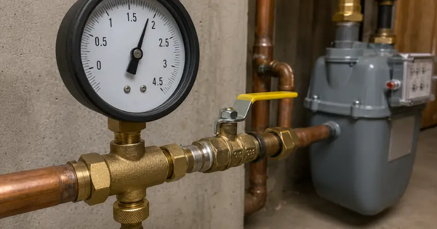 gas line pressure test manometer reading on residential system