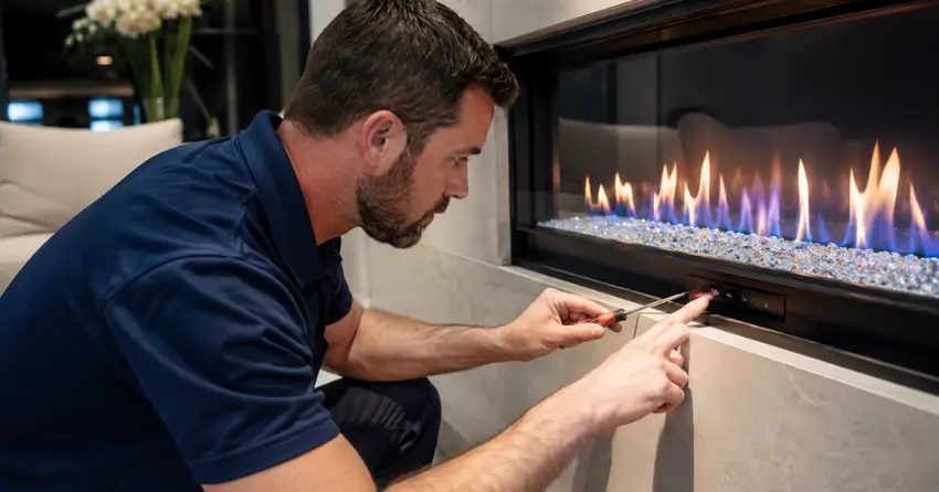 inspect fireplace completed service technician testing operation Ontario