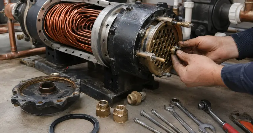 pool heat exchanger repair parts replacement and reassembly
