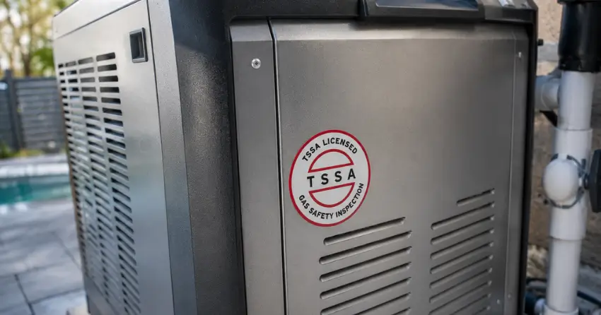 TSSA licensed pool heater gas safety inspection Ontario