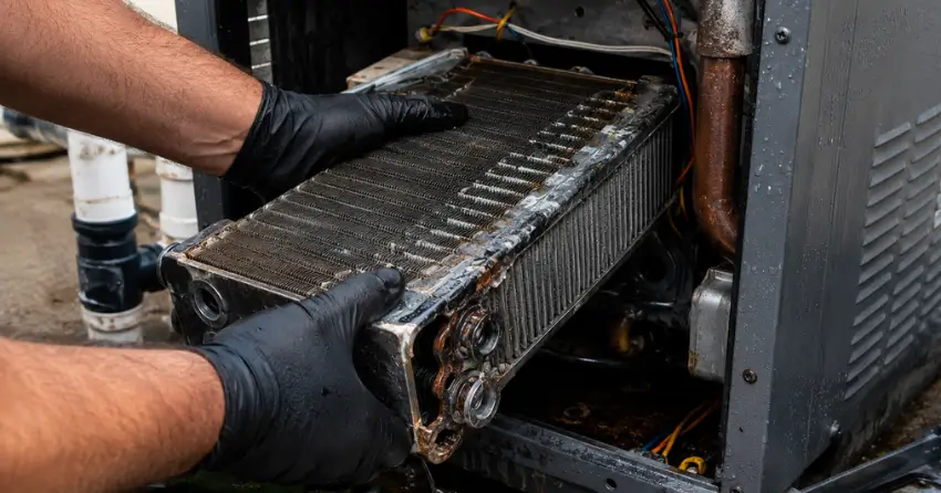 pool heater leak repair heat exchanger replacement Ontario