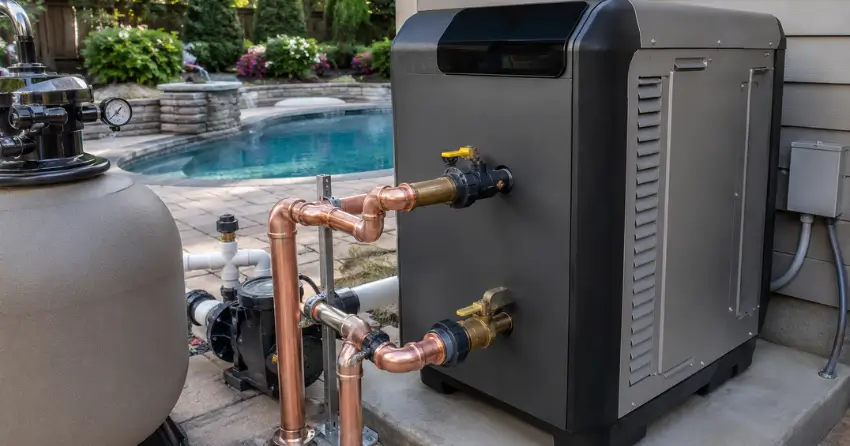 pool heater installation plumbing connection in Ontario