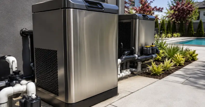 pool heaters outdoor installation finished view Ontario