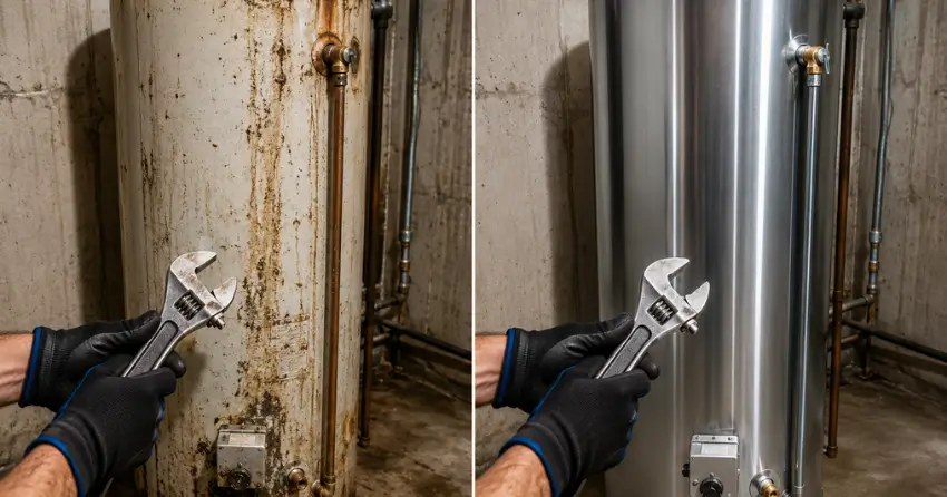 before and after water heater service in Ontario
